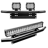 MICTUNING Universal License Plate Mounting Bracket Front Bull Bar Bumper for Off Road LED Work Light Bar