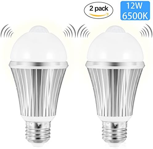 Motion Sensor Light Bulb, Witshine 12W Smart Bulb Dusk to Dawn LED Motion Sensor Light Bulbs, E26 Base Indoor Outdoor Light Bulbs Cool White 6500K for Wall Lighting Porch (Cool White ( Pack of 2 )