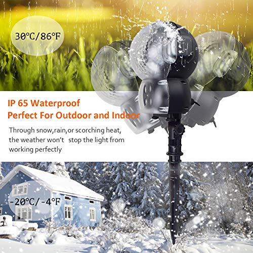 JEESA Christmas Projector Lights, Outdoor Christmas Decorations Music Snow Animated Projector with Remote Control LED Snowfall Hallowee Projector Decorative Lighting for Holiday Party Home Yard Garde