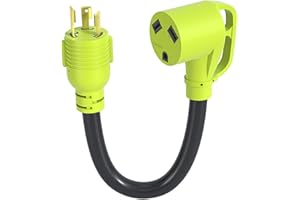 XGGYA 3 Prong 30 Amp RV Generator Adapter,NEMA L5-30P Twist Lock Male Plug to NEMA TT-30R Female with Grip Handle,Heavy Duty STW 10 AWG for Generator to RV Camper 12 Inch,ETL Listed