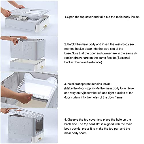 Dymoll Large Cat Litter Box, Foldable Top Entry Litter Box with Lid