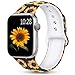 GeekSpark Band Compatible with Apple Watch 38mm 40mm,Fadeless Pattern Printed Floral Silicone Replacement Bands for iWatch Series 4,3,2,1/Women Men Sunflower 38mm/40mm S/M