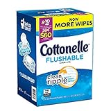 New Cottonelle Flushable Wipes, Wavy Clean Ripple Texture, 7.25