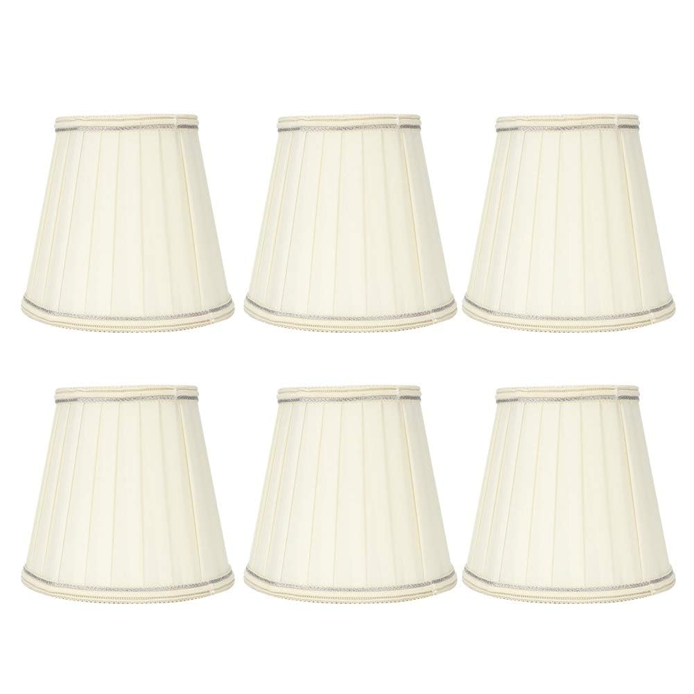 Gsycle Set of 6 Clip Lampshades, Chandelier Lamp Shades Clip on Light Shade Modern Small Fabric Lamp Shades Sconce Shade Clip on Lamp Shade Lampshades for Ceiling Lights
