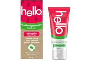 Hello Watermelon Flavour Fluoride Free Kids Toothpaste, Vegan, SLS Free, Gluten Free, Safe to Swallow for Baby and Toddlers N
