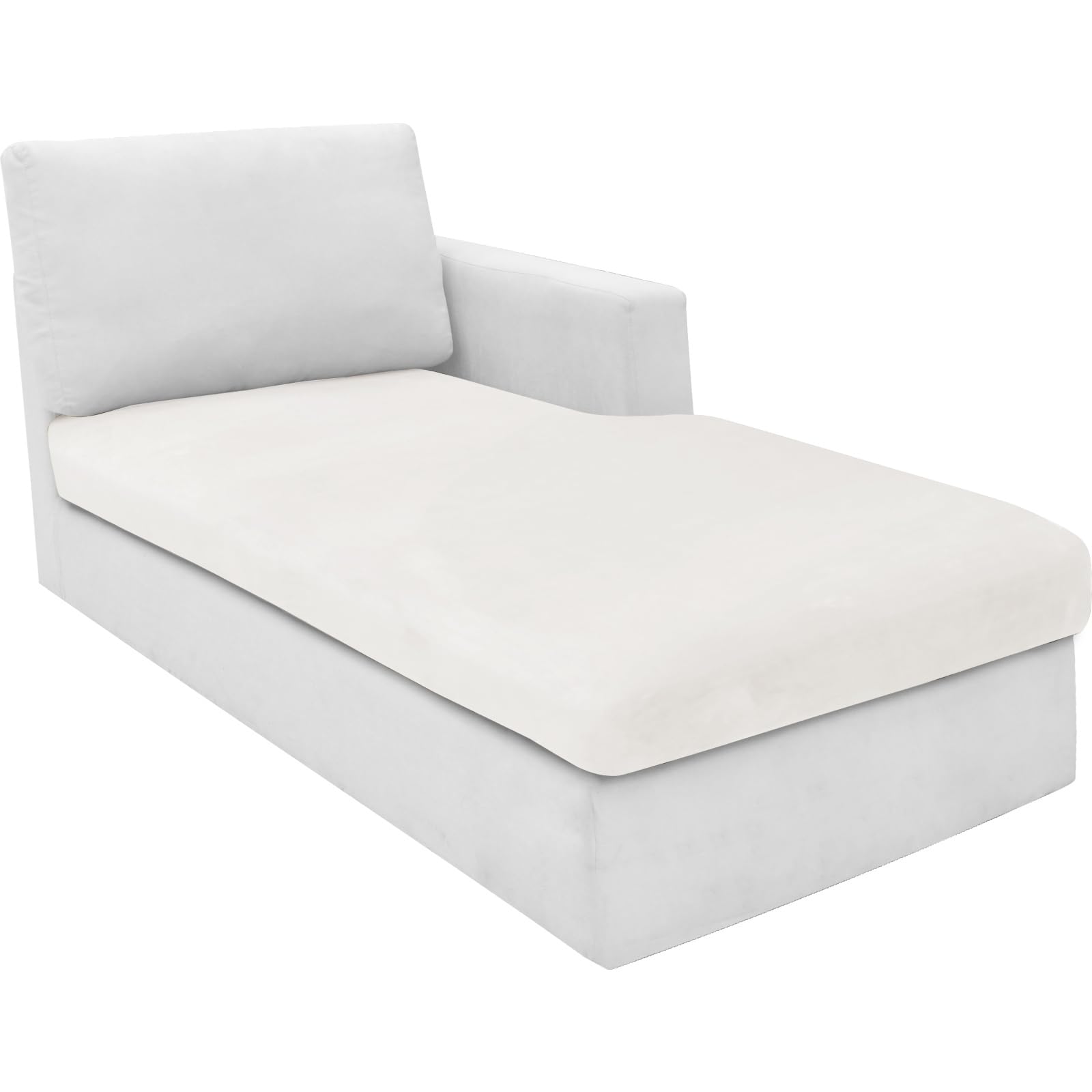 Photo 1 of MAXIJIN 1 Piece Velvet Chaise Cover Stretch Sectional Couch Covers for L Shaped Sofa Fitted Soft Chaise Lounge Cushion Cover Sofa Slipcover with Elastic Bottom (Chaise Cover, White)