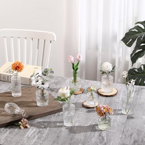 ROLLSCERAY Set of 32 Transparent Glass Bud Vases for Table Centerpieces, Small Flower Vases, Mini Vintage Flower Vase for Table Centerpieces, Wedding Table Decoration