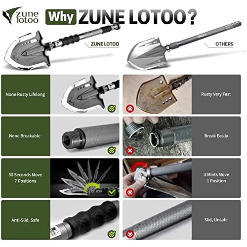 Zune Lotoo Survival Shovel Multitool 28 In 1 Luxury Kit, Tactical