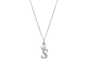 Necklace Chain Long Crown 26 English Letters Full Diamond Pendant Necklace for Women Crown Rhinestone Necklaces for Women A Z