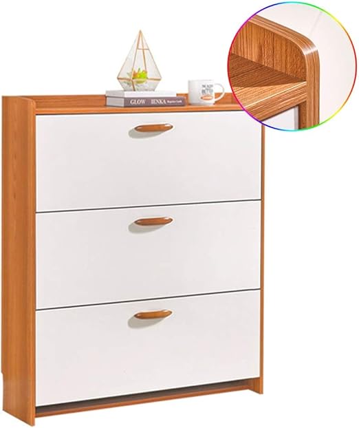 Amazon Co Jp Storage Supplies Shoe Storage Cabinet Pouch White Slim Flip Shoe Organizer Cabinet 3 Tiers Standing Shoes Rack With Handle Shoe Holder Color White Size 21 7 X 6 7 X 42 5 Inches 55
