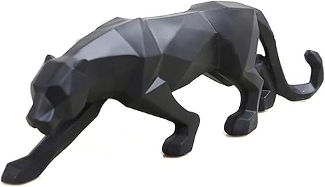 Blanc Noir Panthère Sculpture Ornements Sculpture Géométrique Résine Léopard Statue Faune Décor Cadeau Noir