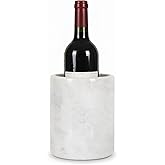 UrbanFocal Marble Wine Cooler White 6.5" Inches Cooler For Champagne - Beverage And Wine Chiller For Bar Accessories, Wine Bottle Holder For Bar Decor, White