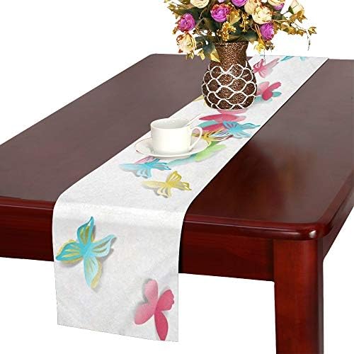 QYUESHANG Banner Template Butterfly Grey Texture Ladybird Table Runner, Kitchen Dining Table Runner 16 X 72 Inch for Dinner Parties, Events, Decor