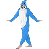 dressfan Cartoon Unisex Animal Grey Shark Costume Pajamas Adult Kids Teen Women Men