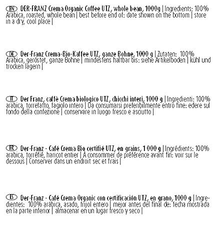 Der-Franz Crema-Bio-Kaffee UTZ, ganze Bohne, 1000 g – Bild 7