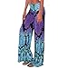 LOSRLY Women Wide Leg High Fold Over Waist Printed Boho Palazzo Pants Plus Size-Navy XL 16 18