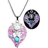 Wolf Necklace for Women Men Luminous Wolf Head Pendant Necklace Viking Wolf Stuff Gift Halloween Glow in the Dark Jewelry