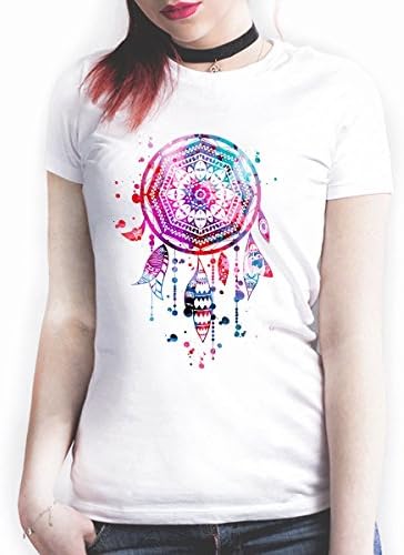 Dream catcher women T-shirt, Watercolor art print, ring spun Cotton 100%