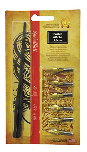 Speedball Poster Pen Set: 6 Assorted Nibs, Square A1, A3, A5 and Round B1, B3, B5 (002963)