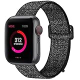 INTENY Sport Band Compatible with Apple Watch 42mm 44mm, Nylon Sport Loop, Strap Replacement for iWatch Series 4, Series 3, Series 2, Series 1 (Black Nike, 42mm 44mm)