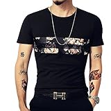 LOGEEYAR Mens Slim fit T Shirt Fashion Cotton Crewneck Tee Novelty Graphic Printed Short Sleeve Shirts