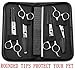 AUGYMER Dog Grooming Scissors Kit, Rounded Tips 5 PCS Curved Pet Grooming Scissors for Cats Dogs Stainless Steel Scissor for Body Face Ear Nose Paw