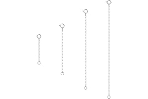 MENKEY 4Pcs 925 Sterling Silver Necklace Extender, Chain Extenders Bracelet Anklet Extension for Women Multiple Necklaces Jewelry (1”, 2”, 3”, 4”)