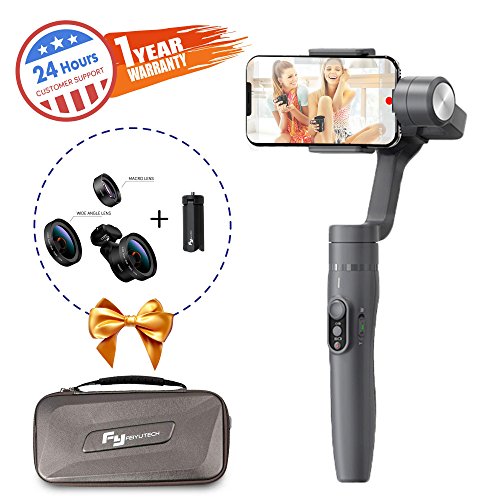 FeiyuTech Vimble 2 Extendable 3-Axis Handheld Stabilizer With Object Tracking, Panarama Shooting, Dynamic Time-Lapse Gamble for iPhone X/iPhone 8/HUAWEI, for taking selfies and living show, Gray