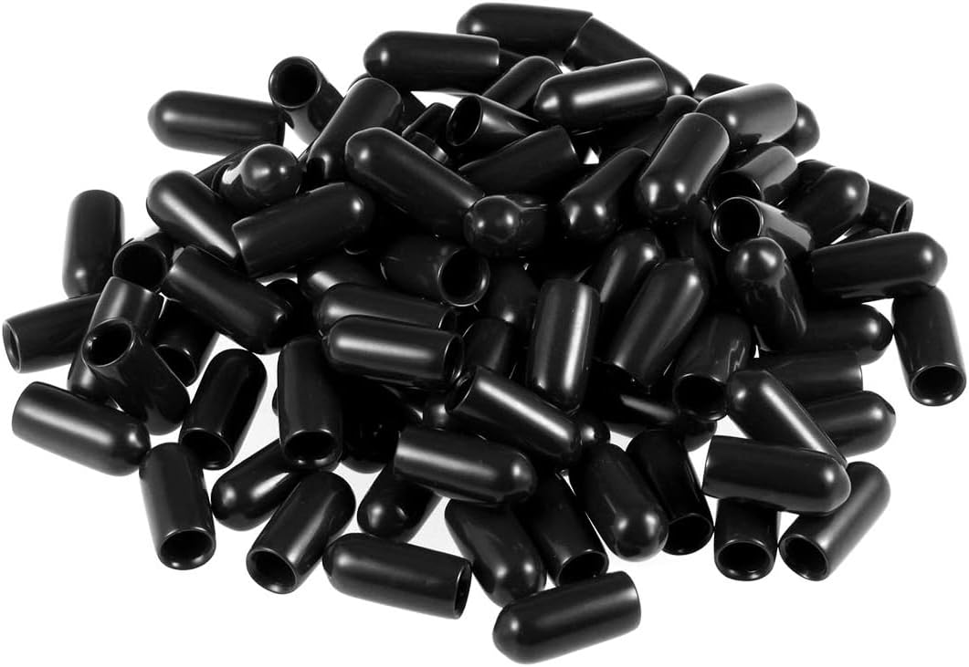 MACHSWON 100pcs Rubber End Caps 5.5mm ID, Vinyl Round End Cap Cover Screw Thread Protectors