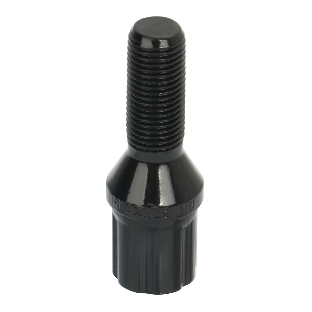 TUPARTS Wheel Lug Bolts Studs with 12x1.25 20 Pieces Black Shank Length 28mm with 2 Key Compatible with Fiat 500X Jeep Cherokee Jeep Renegade