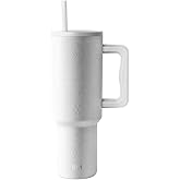 Simple Modern Trek | 40 oz Christmas Tumbler with Handle and Straw Lid | Cup Holder Friendly Insulated Stainless Steel Travel Mug | Holiday Gifts for Women Men Her Him | Frosty Snowflakes