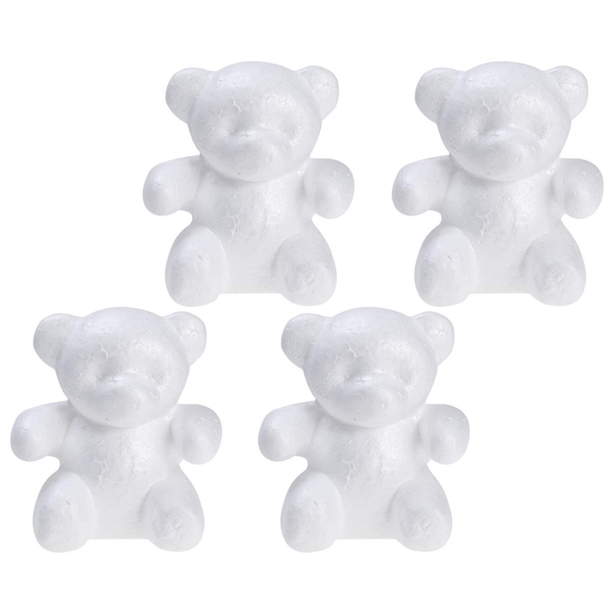 4 pcs Foam Bear Mould White Bear Polystyrene White Modelling Sculptures Balls for Party Decoration Craft Arranging Christmas DIY