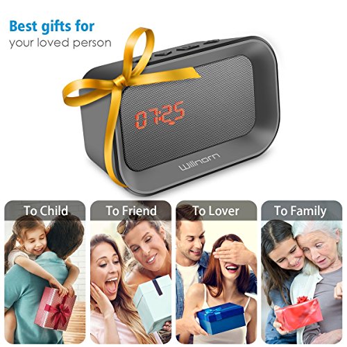Portable Wireless Outdoor Bluetooth Speaker with Alarm Clock, Willnorn Waterproof Speaker with HD Sound and Bass, AUX Line, Built-in Microphone, USB Powered Rechargeable Subwoofer Speaker