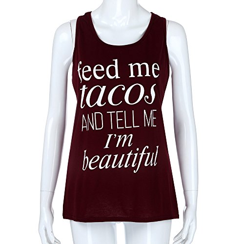 iLH® Clearance Sleeveless Shirt,Fashion Women Vest Tops American Flag Print Sleeveless Tank Crop Tops Vest Blouse by ZYooh (L, Wine Red) - Thumbnail 3