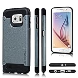 TURATA Slim Dual Layer Hard Plastic TPU Bumper Case for Samsung Galaxy S6 - Gray