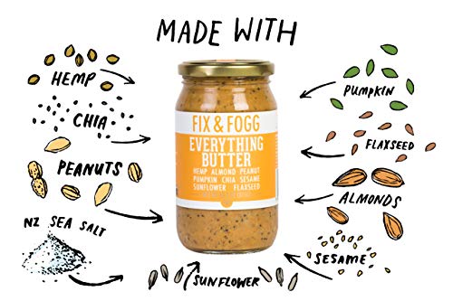 Fix & Fogg Everything Butter (13.2 oz) All Natural and Handmade in New Zealand. Vegan, Keto Friendly. Eight Healthy Nuts & Seeds in a Glass Jar and Beautifully Designed Cardboard Gift Canister