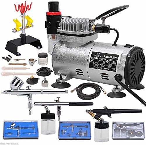 3 Airbrush & Compressor Kit Dual-Action Spray Air Brush Set Set Spray Airbrush Air Brush Gun Kit Tamiya Work Paint 1 Compressor 0 Action Basic Painting New 3 Needle Model BESTChoiceForYou