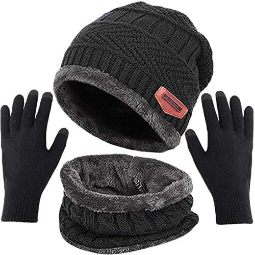 T WILKER 3 Pcs Winter Knit Beanie Hat Neck Warmer Scarf and  display picture 1