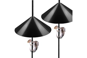 Queension 19-inch Wide Squirrel Proof Baffle,Squirrel Guard Stopper for Outside Shepherd Hooks or OutdoorBird Feeder Poles, Save Bird Houses from Squirrels, Rodents and Raccoons, Black, 2 Pack…