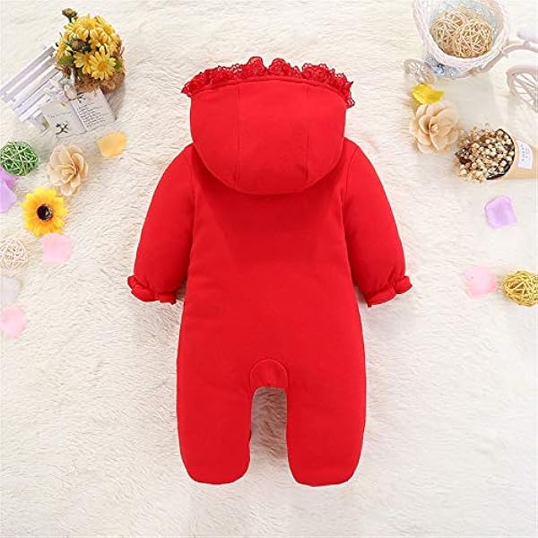 Qseft Bebe Barboteuse Bebe Barboteuses Pleine Lune Combinaison Coton Epais Coussin Hiver Rouge Bebe Pieds A