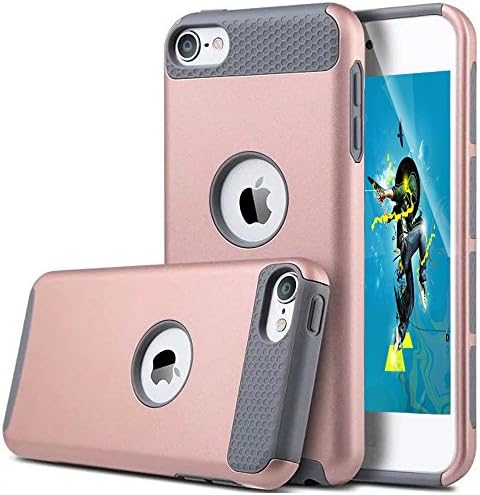 iPod Touch 6th Generation Case, iPod 5 Case,Vecr [Dual Layer] Rose Gold shell Slim Case and Gray Soft TPU Cover For Apple iPod Touch 5th 6 Generation