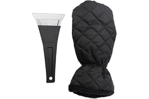 Window Ice Gloves Scraper, Snow Removal Gloves Windscreen Scraper Thick Fleece Snow Ice Remover Mitts Waterproof for Car, Thi