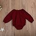 Dark Red Baby Girls Clothes Long Sleeve Lace Romper Jumpsuit Outfit (0-6 Months, B)