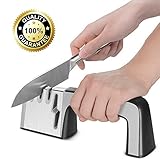 Knife Sharpener, 4 in 1 Knife & Scissors Sharpener,sharpens Dull Knives And   Scissors Safe Efficient And Easy To Use,Black