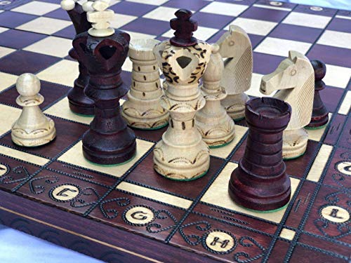 Zebra Elegant European Hand-Crafted Chess Set Extra-Large 20.5” X 20.5” (Mahogany) - Thumbnail 7