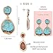 BONALUNA Bohemian Wood And Marble Effect Oval Shaped Drop Statement Earrings (TURQUOISE)