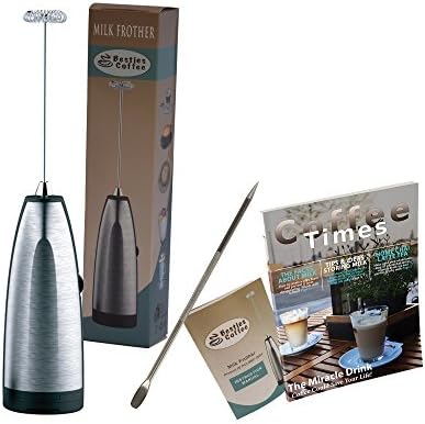 Besties Handheld Milk Frother Stainless Steel Battery Powered Whisk for Eggs Cappuccino Protein Shakes Latte