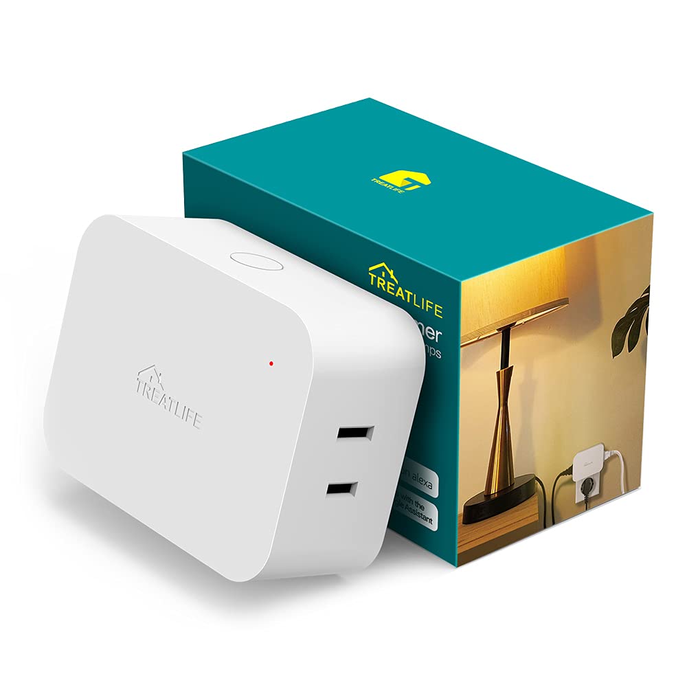 Photo 1 of Alexa Smart Dimmer Plug, Treatlife Plug-in Lamp Dimmer Switch for Dimmable LED, CFL, Halogen and Incandescent Bulbs, Lamps, String Lights, Max Power 300W, Dual Outlets, 2.4GHz WiFi Only