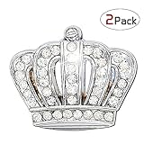 Bling Car Decoration 3D Decal Sticker Crystal + Crown Car Emblem Exterior & Interior Accessory ×2 Pack (3D Crown Big Sliver)