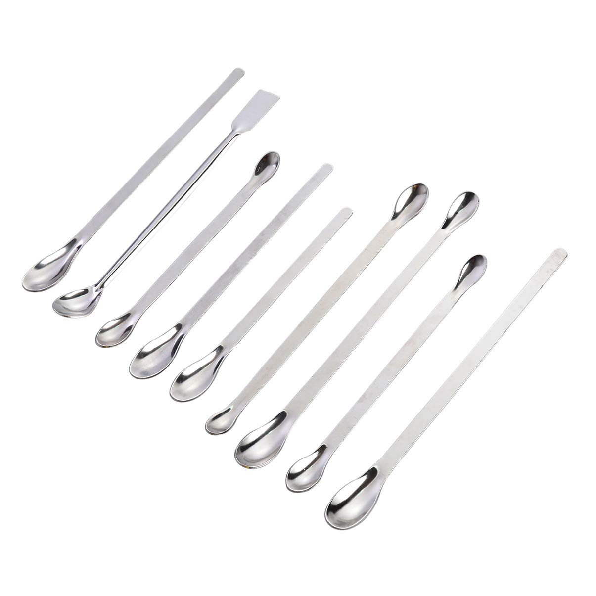 UKCOCO 9-in-1 Stainless steel sampling , laboratory scoops, mixing spatula, length 16/18/20/22 cm (silver)